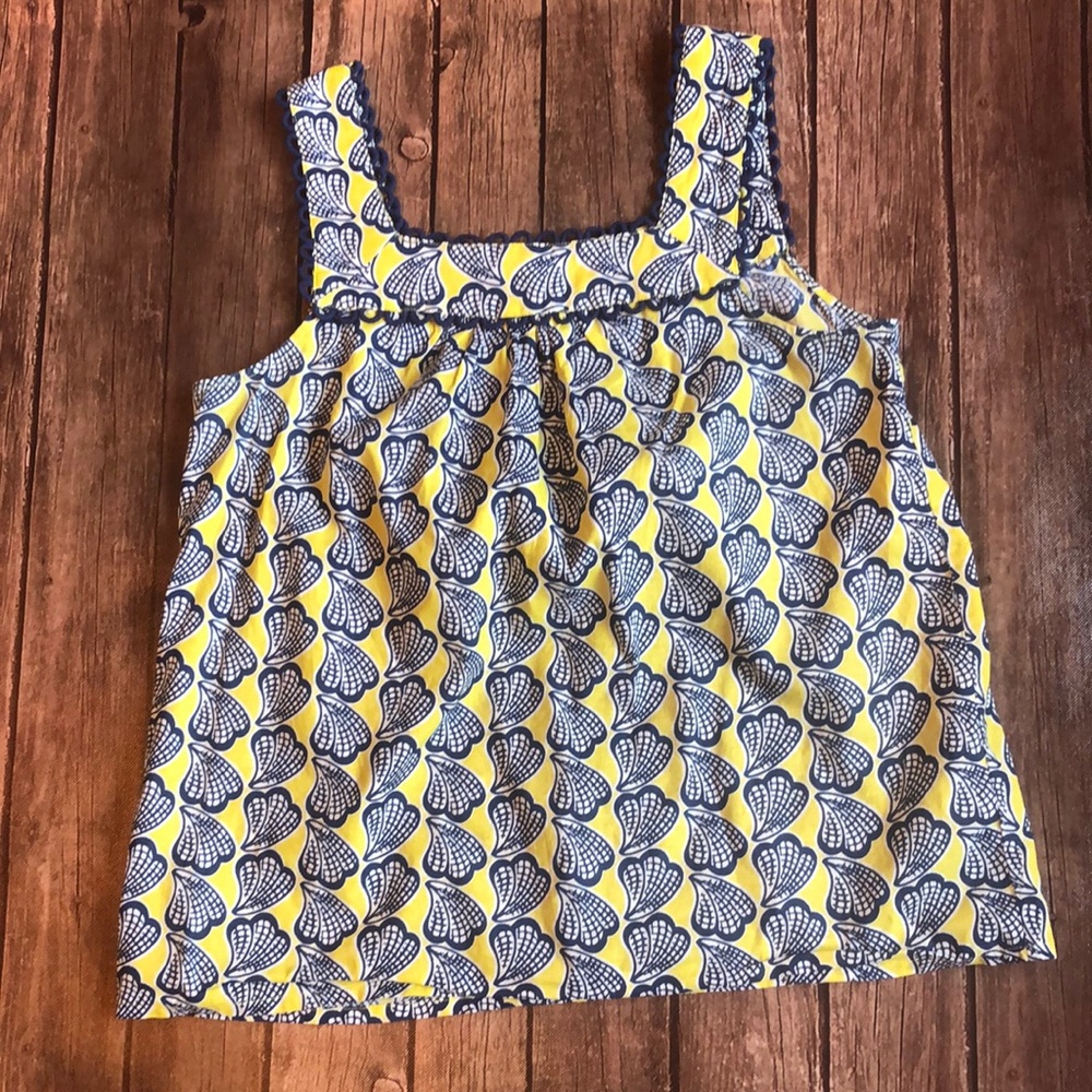 Boden Yellow and Blue Seashell Print Sleeveless Top Sz 8